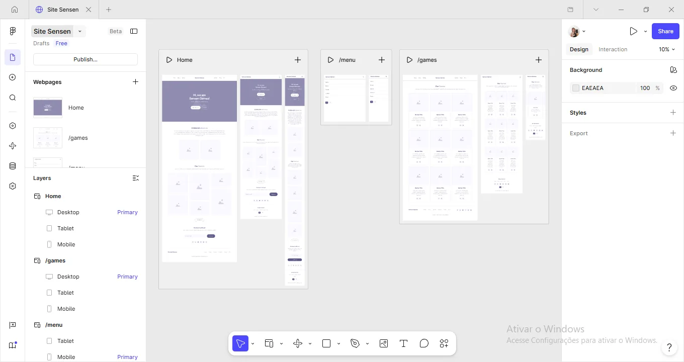 Sensen Games Website — Process 2